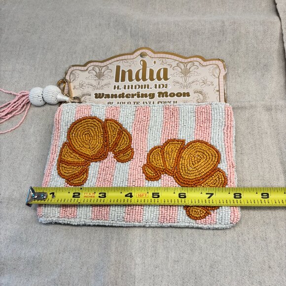 Wandering Moon Croissants Viral Beaded Bag - Pink, White and Tan - Picture 6 of 6